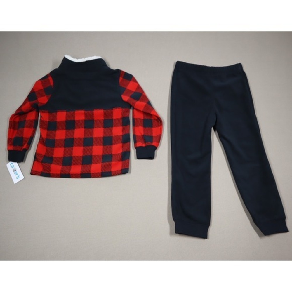 Carter's Sherpa Toddler Boys 2-pc. Microfleece Pant Set -‎ 5t - Red/Black Plaid - Picture 3 of 8